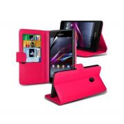 Wholesale Sony Xperia E1 Stand Hot Pink Wallet Cases X40 Bulk Packed P