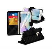 Wholesale Samsung Galaxy S6 Edge Carbon Stand Black Wallet Cases X40 B