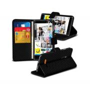 Wholesale Nokia Lumia 830 Carbon Stand Black Wallet Cases X40 Bulk Pac