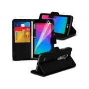 Wholesale LG Leon Carbon Stand Black Wallet Cases X40 Bulk Packed Pack