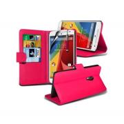 Wholesale Motorola Moto G2 Stand Hot Pink Wallet Cases X40 Bulk Packed