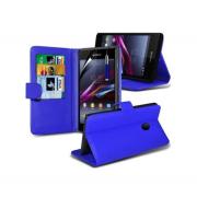 Wholesale Sony Xperia Z2 Stand Blue Wallet Cases X40 Bulk Packed Pack