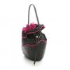 Grey And Cerise Orchid Leather And Suede Handbags