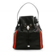 Wholesale Boxi Black And Orange Leather And Suede Handbags