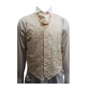 Wholesale One Off Joblot Of 10 Mens Pink Swirl On Ivory Waistcoats Wit
