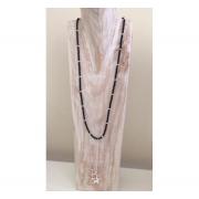 Wholesale OLIA JEWELLERY Black And Silver Long Beaded Necklace With St