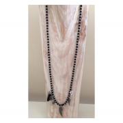 Wholesale OLIA JEWELLERY Long Black And Silver Necklace With Silver Ch