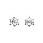 Wholesale 925 Sterling Silver Snowflake Stud Earrings With CZ X 13