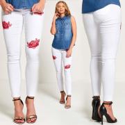 Wholesale Wholesale Womens Skinny White Rose Print Jeans