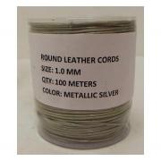 Wholesale High Quality Metallic Silver Round Leather Cord 1mm Wide