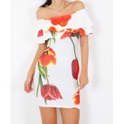 Wholesale Bardot Flower Print Dress 