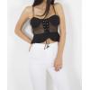 Lace Up Fishnet Cami Crop Top