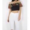 Floral Embroidered Mesh Bardot Top