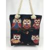 Owl Fabric Canvas Shopper Tote With Cotton Rope Handle