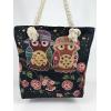 Owl Fabric Canvas Shopper Tote With Cotton Rope Handle wholesale handbags