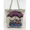Owl Fabric Canvas Shopper Tote With Cotton Rope Handle