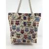 Owl Fabric Canvas Shopper Tote With Cotton Rope Handle