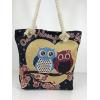 Owl Fabric Canvas Shopper Tote With Cotton Rope Handle