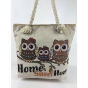 Wholesale Cat Fabric Canvas Shopper Tote With Cotton Rope Handle