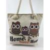 Cat Fabric Canvas Shopper Tote With Cotton Rope Handle