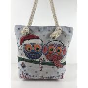 Wholesale Cat Fabric Canvas Shopper Tote With Cotton Rope Handle
