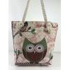 Owl Fabric Canvas Shopper Tote With Cotton Rope Handle