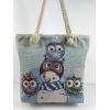 Owl Fabric Canvas Shopper Tote With Cotton Rope Handle wholesale fabric handbags