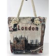 Wholesale London Fabric Canvas Shopper Tote With Cotton Rope Handle