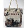 London Fabric Canvas Shopper Tote With Cotton Rope Handle