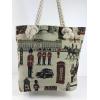 London Fabric Canvas Shopper Tote With Cotton Rope Handle wholesale