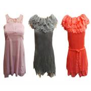 Wholesale One Off Joblot Of 7 Ladies Pleated Dresses 4 Colours