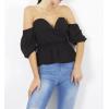Off The Shoulder Plunge Frill Top wholesale tops