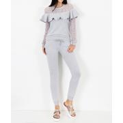 Wholesale Lace Detail Ruffle Top And Joggers Tracksuit Set 