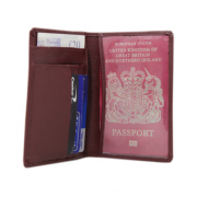 Wholesale Falcon Leather Passport Holder - Burgandy