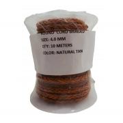 Wholesale 150m Of Natural Round Braided Real Leather Cords 4mm Wide
