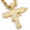 Gold Plated Crystal Uzi Gun Pendant Chain Necklace wholesale