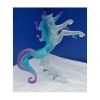 Prancing Pale Blue Frosted Glass Unicorn Figurines