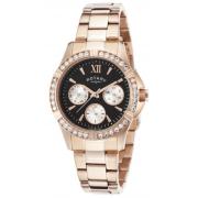 Wholesale Rotary LB00162 05 Chronograph RoseTone Steel Black Dial Women