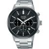 Pulsar PT3747X1 Men's Stainless Steel Black Dial Chronograph Watch 