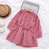 Children's Plaid Lace Dress (Red) wholesale
